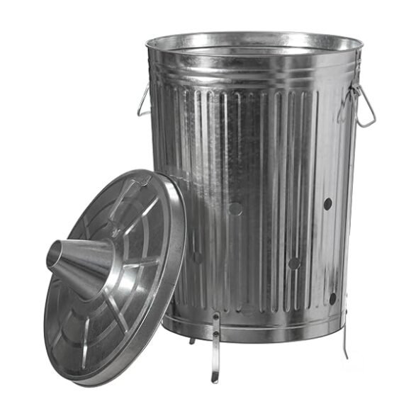 Galvanized Large Incinerator Natural Finish 90 LTR